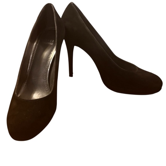 Stuart Weitzman Platswoon Suede Leather Classic Black Pump 4.5” Heels Size 9 - Picture 1 of 14